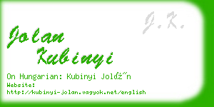 jolan kubinyi business card